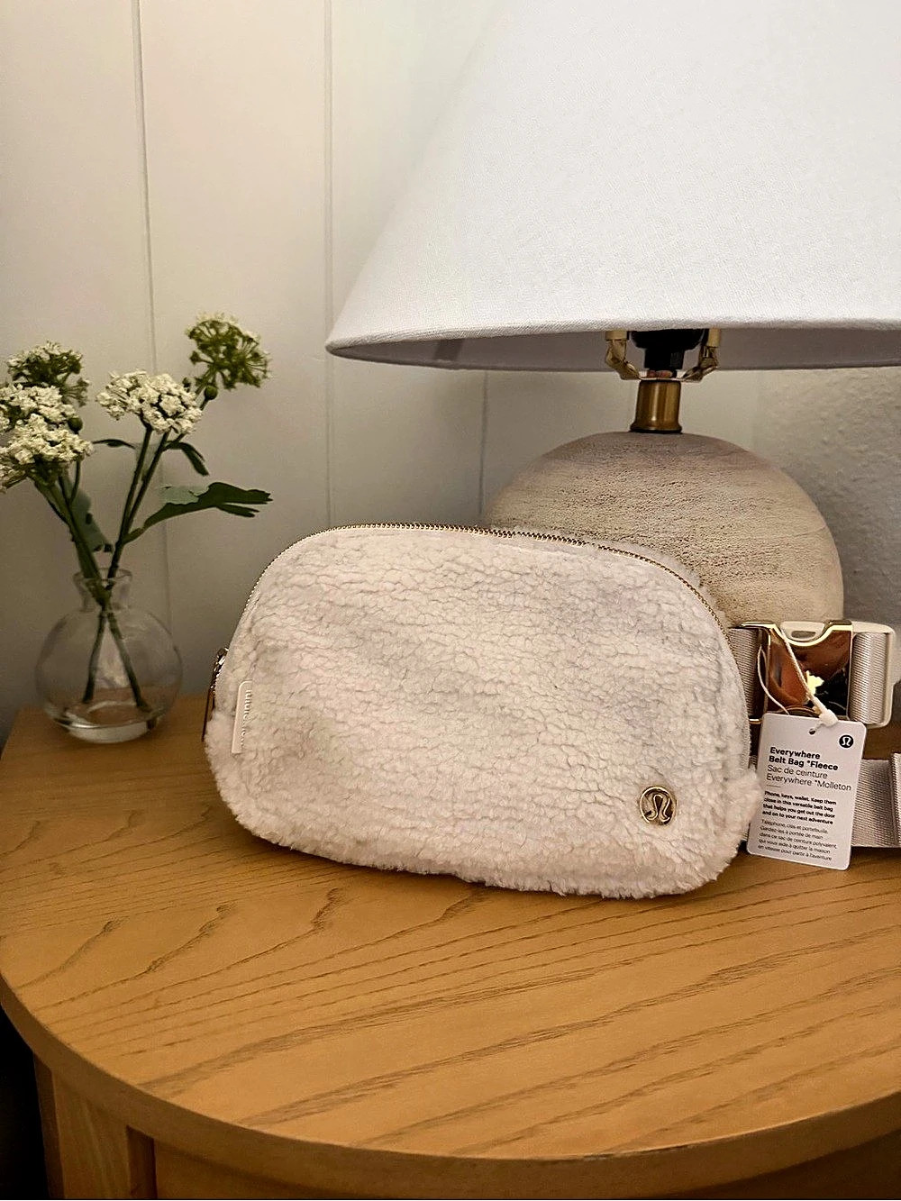Everywhere Belt Bag Fleece Crossbody Bag in White NWT